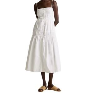 New Quince Womens Classic White Sleeveless Maxi Dress Organic Cotton Large 4029